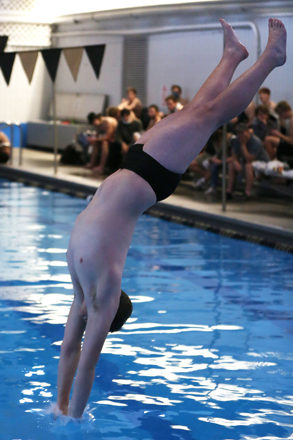 Ethan Barker breaks into the water